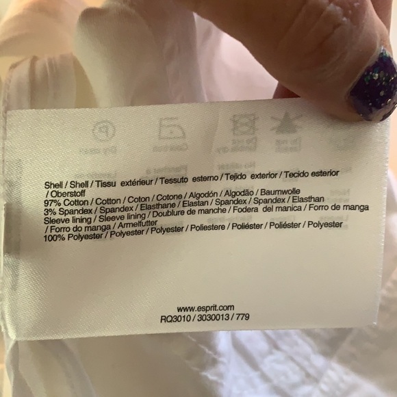 ESPRIT White Cotton Blend Women’s Blazer/Jacket Size US 2 - Picture 10 of 12